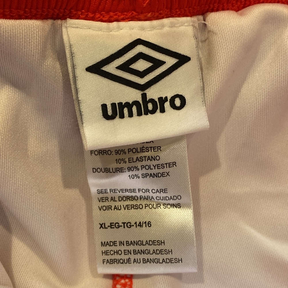 Umbro Red Kids Athletic Shorts with Pink Liner - Picture 3 of 4